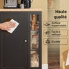 SoBuy FKW75-SCH Cărucior de bucătărie cu roți și raft lateral – Dulap de bucătărie negru cu o singură ușă – Cărucior de servire pentru depozitare și blat compact, 60x92x45cm
