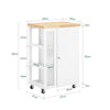 SoBuy FKW75-WN Cărucior de Bucătărie cu Roți și Raft Lateral – Dulap de Bucătărie Alb cu O Singură Ușă – Cărucior de Servire pentru Depozitare în Bucătărie și Blat de Lucru Compact, 60x92x45cm