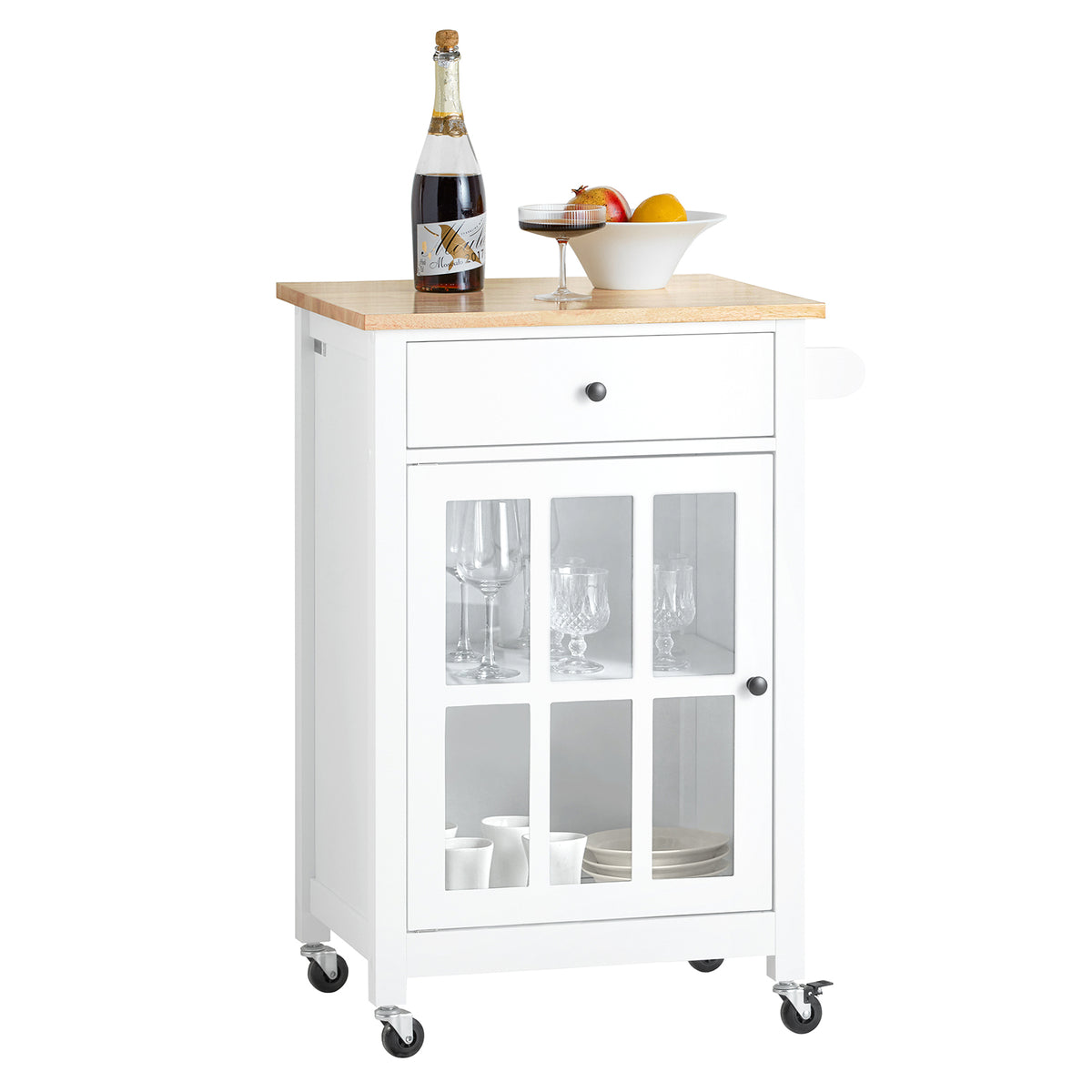 SoBuy FKW98-WN Chariot de Service Desserte de Cuisine à roulettes Meuble de Rangement pour Cuisine et Salon Blanc