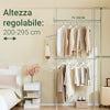 SoBuy FRG109-II-HG, Raft telescopic, Suport de haine robust cu tije, Dulap deschis reglabil pentru dormitor, Suport pentru haine gri
