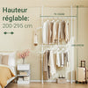 SoBuy FRG109-II-W Bară Telescopică pentru Haine, Suport Robust pentru Haine, Dulap Deschis Reglabil cu Bare de Susținere pentru Dormitor, Dressing, Alb