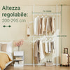 SoBuy FRG109-II-W Raft telescopic, suport de haine robust cu tije, dulap deschis reglabil pentru dormitor, suport alb pentru haine