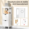 SoBuy FRG127-W Comodă de baie - Dulap mic de depozitare cu 2 coșuri - Coloană compactă pentru toaletă din lemn, dulap de baie modern, alb, 30x89x30 cm