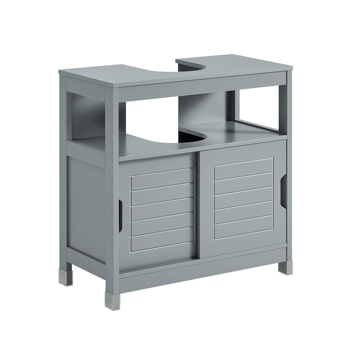 SoBuy FRG128-II-SG Meuble sous Lavabo Salle de Bain avec Portes Coulissantes - Meuble Salle de Bain et Meuble sous Vasque Com