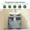 SoBuy FRG128-II-SG Dulap sub chiuvetă baie cu uși glisante - Dulap baie și dulap compact sub chiuvetă anti-umiditate - Dulap pentru WC, lemn, 60x30x60cm, gri