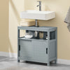 SoBuy FRG128-SG Dulap Chiuvetă Baie cu Uși Glisante - Dulap Baie și Dulap Sub Chiuvetă Compact Anti-Umiditate - Raft de Depozitare pentru WC, Lemn, 60x30x60cm, Gri