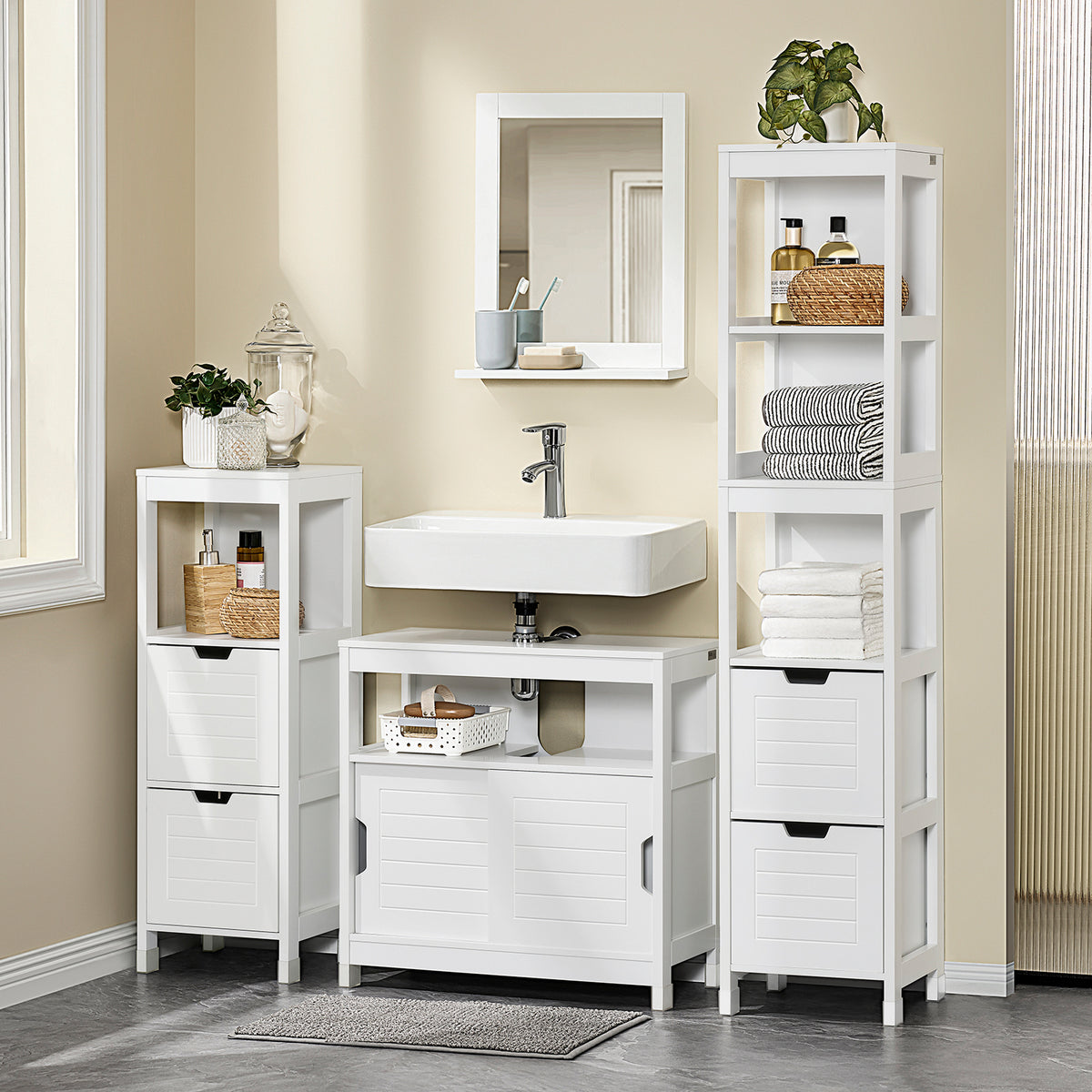 SoBuy FRG128-W Meuble Sous-Lavabo Meuble pour lavabo suspendu