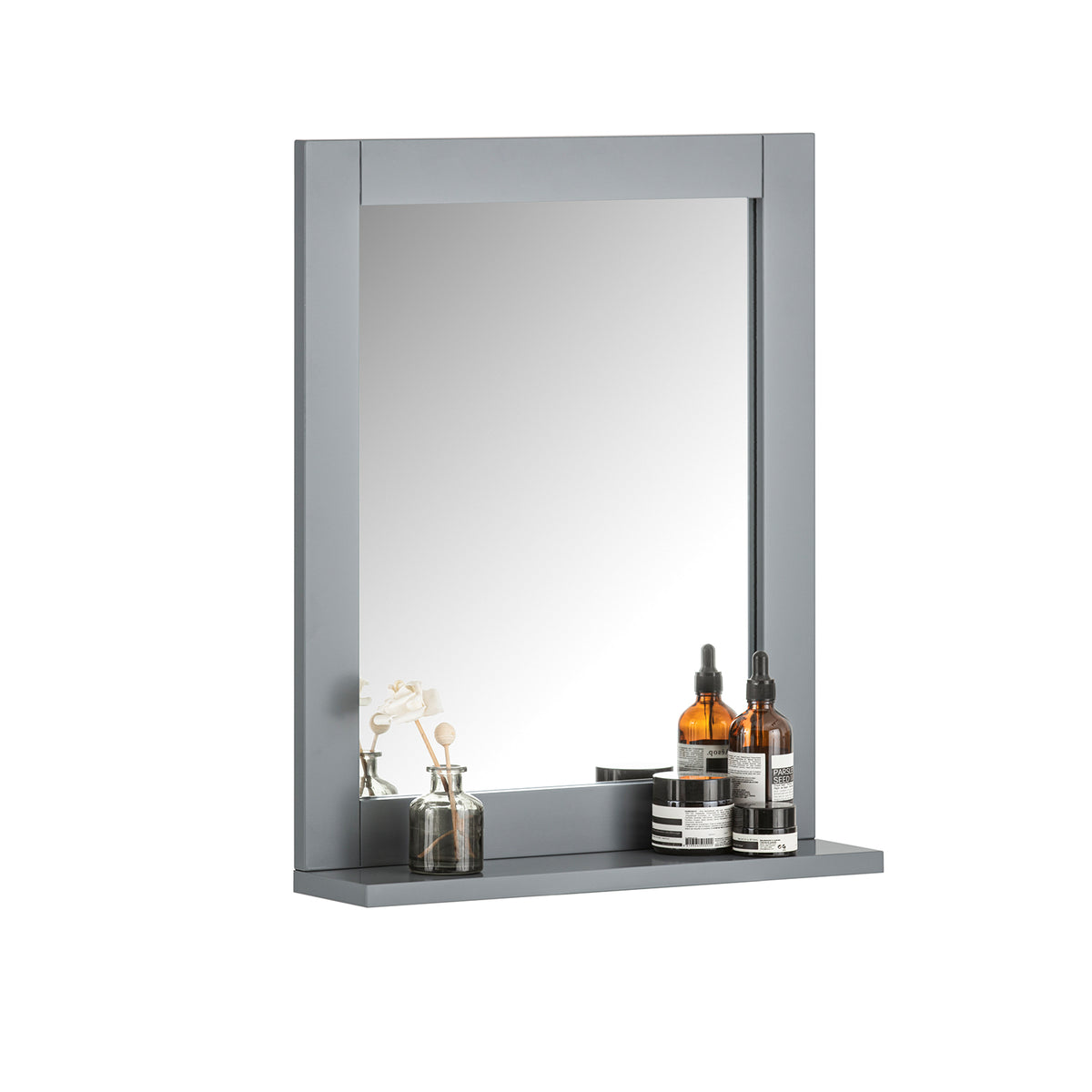 SoBuy FRG129-SG Armoire Murale Salle de Bain avec Miroir Meuble Haut Suspendu Étagère Murale de Rangement Compacte Idéal pour