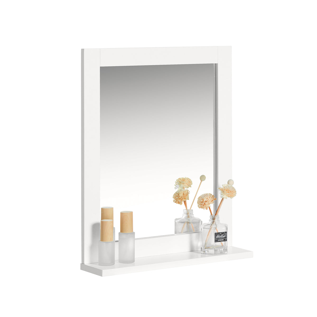 SoBuy FRG129-W Armoire Murale Salle de Bain avec Miroir Meuble Haut Suspendu Étagère Murale de Rangement Compacte Idéal pour