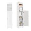 SoBuy FRG177-II-W Mobilier baie, 20 cm lățime, pe picior, cu suport hârtie și ușă - Dulap mic WC, depozitare salvaspațiu, alb