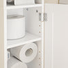 SoBuy FRG177-II-W Mobilier baie, 20 cm lățime, pe picior, cu suport hârtie și ușă - Dulap mic WC, depozitare salvaspațiu, alb
