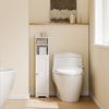 SoBuy FRG177-II-W Mobilier baie, 20 cm lățime, pe picior, cu suport hârtie și ușă - Dulap mic WC, depozitare salvaspațiu, alb