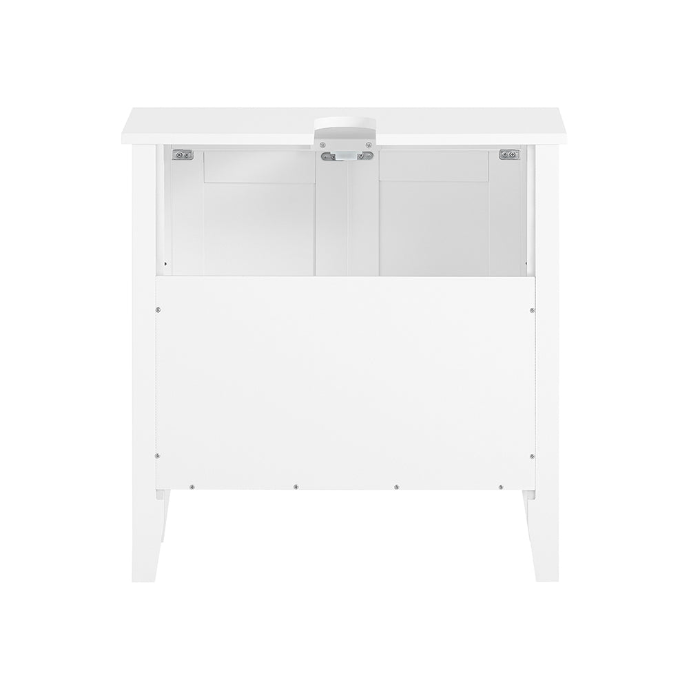 SoBuy FRG202-W Meuble sous lavabo Salle de Bain Meuble de Salle de Bain avec 2 Portes, Grand Espace de Rangement & découpe Siphon sous Vasque MDF, Blanc 60x62x30cm