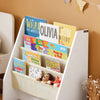 SoBuy FRG225-W Bibliotecă pentru copii Organizator jucării pentru copii cu 4 buzunare din material textil Etajeră cameră pentru jucării și cărți Bibliotecă Mobilier de depozitare Alb 62x30x71cm