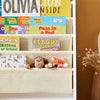 SoBuy FRG225-W Bibliotecă pentru copii Organizator jucării pentru copii cu 4 buzunare din material textil Etajeră cameră pentru jucării și cărți Bibliotecă Mobilier de depozitare Alb 62x30x71cm