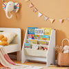 SoBuy FRG225-W Bibliotecă pentru copii Organizator jucării pentru copii cu 4 buzunare din material textil Etajeră cameră pentru jucării și cărți Bibliotecă Mobilier de depozitare Alb 62x30x71cm