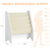 SoBuy FRG225-W Bibliotecă pentru copii Organizator jucării pentru copii cu 4 buzunare din material textil Etajeră cameră pentru jucării și cărți Bibliotecă Mobilier de depozitare Alb 62x30x71cm