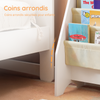 SoBuy FRG225-W Bibliotecă pentru copii Organizator jucării pentru copii cu 4 buzunare din material textil Etajeră cameră pentru jucării și cărți Bibliotecă Mobilier de depozitare Alb 62x30x71cm