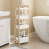 SoBuy FRG226-H-WN Meuble Salle de Bain avec 4 Étagères - Petit Meuble WC Rangement Gain de Place Étagere WC Étroite 20 cm Largeur Rangement Toilette en Bois Naturel Blanc