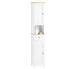 SoBuy FRG236-WN Meuble Colonne de Salle de Bain Armoire Haute Meuble de Rangement avec étagères réglables, 1 Tiroir et 2 Portes