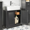 SoBuy FRG237-DG Dulap sub chiuvetă, Dulap sub lavoar cu rafturi reglabile, Dulap de baie cu uși rezistente la umiditate, Dulap de depozitare pentru baie din MDF, 60 x 35 x 58 cm, Gri