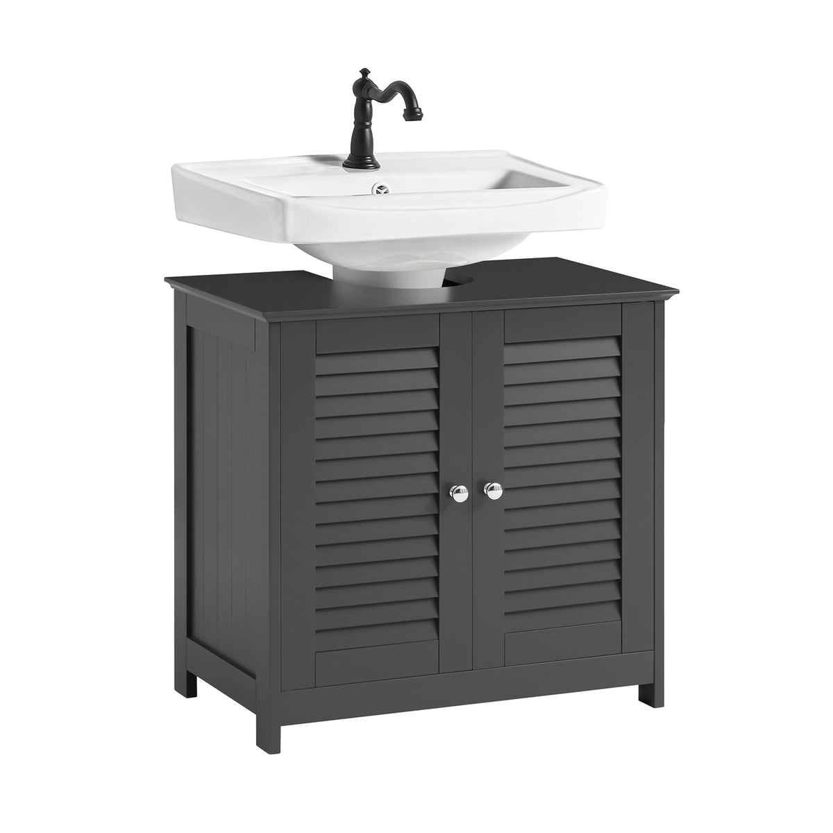 SoBuy FRG237-II-DG Meuble sous-Lavabo, Meuble sous Vasque avec Étagères Ajustables, Meuble de Salle de Bain en MDF, pour Colo