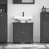 SoBuy FRG237-II-DG Meuble sous-Lavabo, Meuble sous Vasque avec Étagères Ajustables, Meuble de Salle de Bain en MDF, pour Colonne lavabo, Rangement avec Portes Anti-humidité, Gris, L60xP35xH58 cm