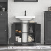 SoBuy FRG237-II-DG Meuble sous-Lavabo, Meuble sous Vasque avec Étagères Ajustables, Meuble de Salle de Bain en MDF, pour Colonne lavabo, Rangement avec Portes Anti-humidité, Gris, L60xP35xH58 cm