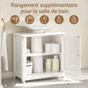 SoBuy FRG237-II-W Meuble Sous Vasque 60 cm avec Porte à Lamelles – Étagère Réglable, Blanc