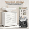 SoBuy FRG237-II-W Meuble Sous Vasque 60 cm avec Porte à Lamelles – Étagère Réglable, Blanc