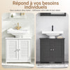 SoBuy FRG237-II-W Meuble Sous Vasque 60 cm avec Porte à Lamelles – Étagère Réglable, Blanc