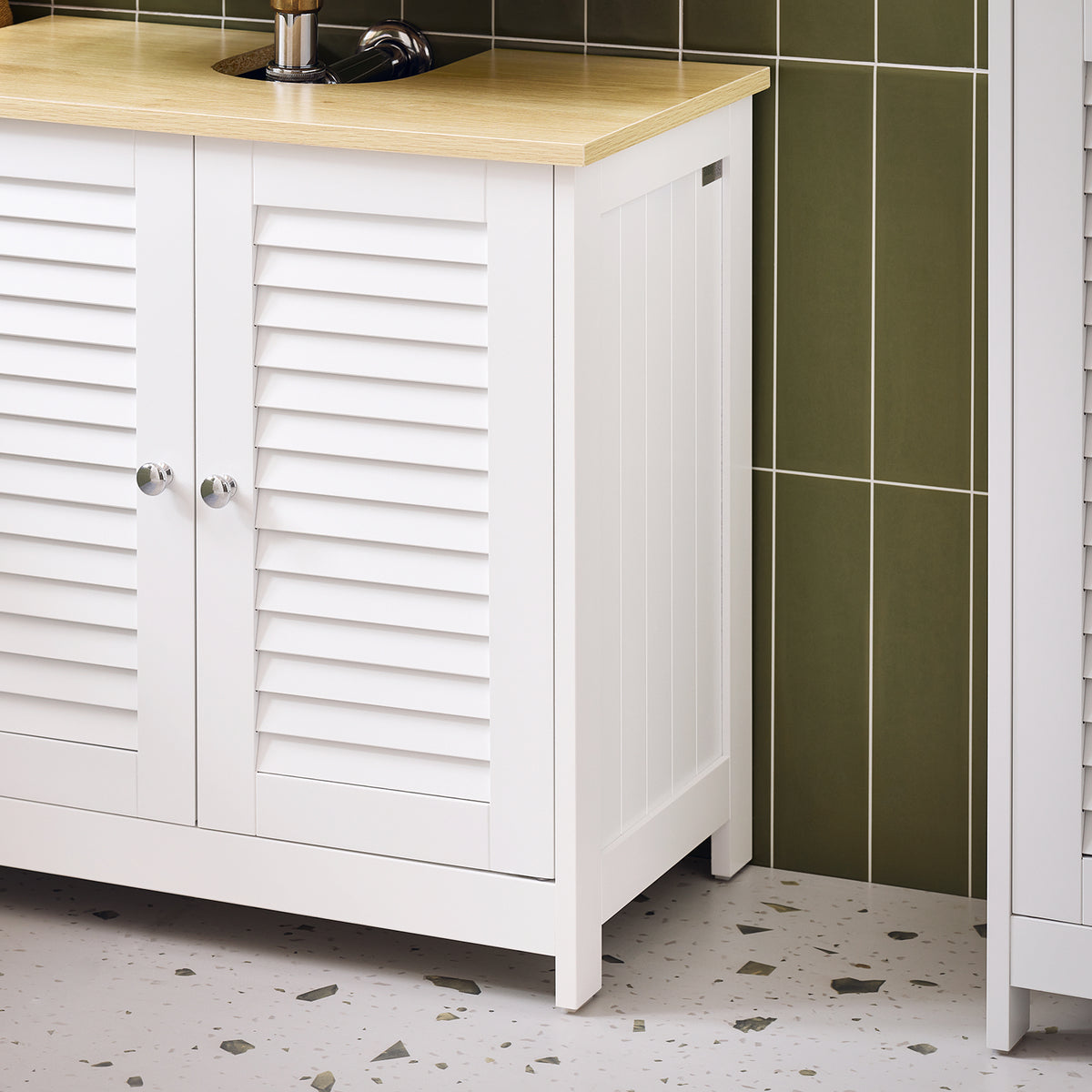 SoBuy FRG237-WN Meuble Sous Lavabo, Meuble sous Vasque avec 2 Portes et 2 Étages
