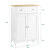 SoBuy FRG238-WN Dulap de baie inferior – Comodă pentru baie, Dulap de depozitare cu raft reglabil, 1 sertar și 2 uși, pentru hol și bucătărie, Alb+Natur, 60x35x87cm