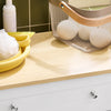 SoBuy FRG238-WN Dulap de baie inferior – Comodă pentru baie, Dulap de depozitare cu raft reglabil, 1 sertar și 2 uși, pentru hol și bucătărie, Alb+Natur, 60x35x87cm