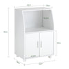 SoBuy FRG241-W Dulap de bucătărie pe roți – Cărucior de servire bucătărie cu uși și raft reglabil – Dulap de depozitare compact pentru cuptorul cu microunde, birou sau sufragerie, 55x38x84 cm, Alb