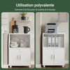 SoBuy FRG241-W Dulap de bucătărie pe roți – Cărucior de servire bucătărie cu uși și raft reglabil – Dulap de depozitare compact pentru cuptorul cu microunde, birou sau sufragerie, 55x38x84 cm, Alb