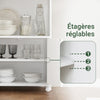 SoBuy FRG241-W Dulap de bucătărie pe roți – Cărucior de servire bucătărie cu uși și raft reglabil – Dulap de depozitare compact pentru cuptorul cu microunde, birou sau sufragerie, 55x38x84 cm, Alb