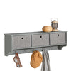 SoBuy FRG282-HG Cuier de Perete cu 5 Cârlige și 3 Coșuri - Cuier de Perete din Lemn, Mobilier Hol cu Etajeră - Dulap Suspendat pentru Dormitor, Living, Baie - Gri 100x20x30cm
