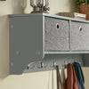 SoBuy FRG282-HG Cuier de Perete cu 5 Cârlige și 3 Coșuri - Cuier de Perete din Lemn, Mobilier Hol cu Etajeră - Dulap Suspendat pentru Dormitor, Living, Baie - Gri 100x20x30cm
