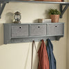 SoBuy FRG282-HG Cuier de Perete cu 5 Cârlige și 3 Coșuri - Cuier de Perete din Lemn, Mobilier Hol cu Etajeră - Dulap Suspendat pentru Dormitor, Living, Baie - Gri 100x20x30cm