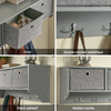 SoBuy FRG282-HG Cuier de Perete cu 5 Cârlige și 3 Coșuri - Cuier de Perete din Lemn, Mobilier Hol cu Etajeră - Dulap Suspendat pentru Dormitor, Living, Baie - Gri 100x20x30cm