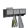 SoBuy FRG282-SCH Porte Manteau Mural avec 5 Crochets et 3 Paniers - Porte Manteau Mural Bois, Meuble Entrée avec Étagère - Penderie Suspendue pour Chambre, Salon, Salle de Bain - Noir 100x20x30cm