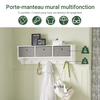 SoBuy FRG282-W Cuier de Perete cu 5 Cârlige și 3 Coșuri - Cuier de Perete din Lemn, Mobilier de Intrare cu Etajeră - Dulap Suspendat pentru Dormitor, Living, Baie - Alb 100x20x30cm