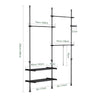 SoBuy FRG34-II-SCH Suport de haine telescopic robust – Dressing deschis reglabil cu bare și rafturi, Cuier pentru dormitor sau dressing, Negru