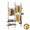 SoBuy FRG34-II-SCH Suport de haine telescopic robust – Dressing deschis reglabil cu bare și rafturi, Cuier pentru dormitor sau dressing, Negru