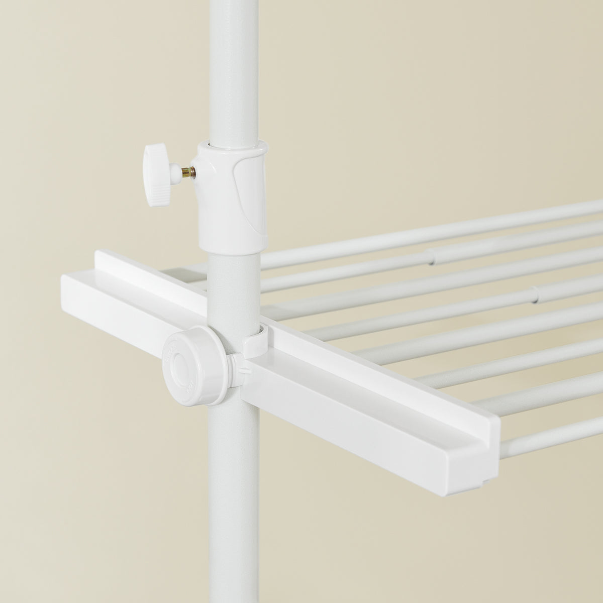 SoBuy FRG34-II-W Suport telescopic robust pentru haine – Dressing deschis, reglabil, cu șine și rafturi, Cuier pentru dormitor sau dressing, Alb