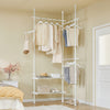 SoBuy FRG34-II-W Suport telescopic robust pentru haine – Dressing deschis, reglabil, cu șine și rafturi, Cuier pentru dormitor sau dressing, Alb