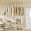 SoBuy FRG34-II-W Suport telescopic robust pentru haine – Dressing deschis, reglabil, cu șine și rafturi, Cuier pentru dormitor sau dressing, Alb
