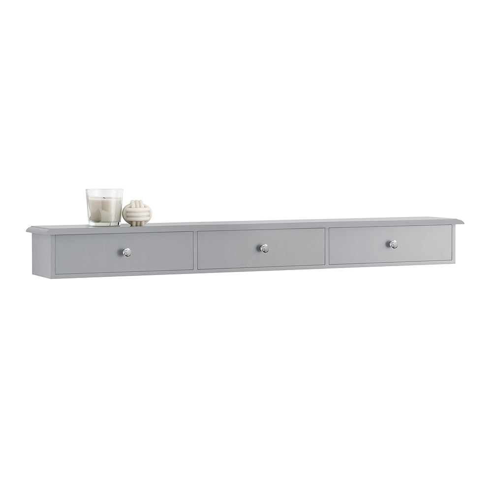SoBuy FRG43-L-HG Etagere Murale avec 3 Tiroirs - Étagère Flottante Moderne pour Entrée, Salon, Cuisine & Chambre - Gris 94x15