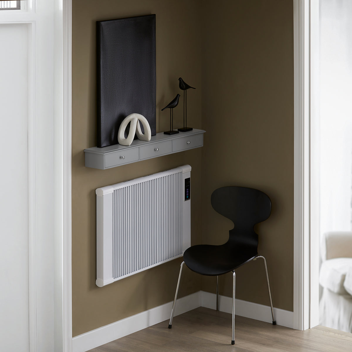 SoBuy FRG43-L-HG Etagere Murale avec 3 Tiroirs - Étagère Flottante Moderne pour Entrée, Salon, Cuisine & Chambre - Gris 94x15x10cm